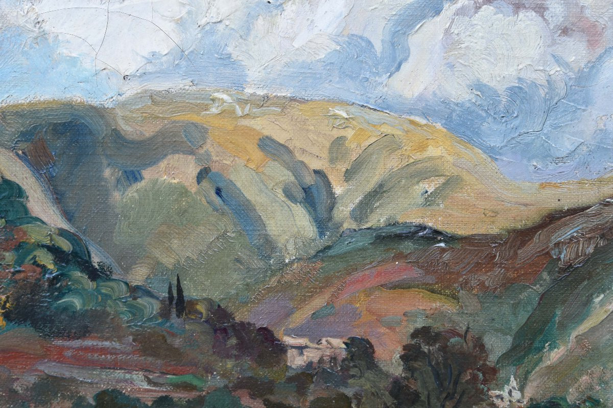 Jean-Eugène BERSIER "Paysage vallonné"  huile sur toile 33x41-photo-2